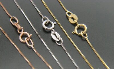 $89.99 • Buy Solid 14k Gold Box Chain In Yellow Gold ,white Gold ,rose Gold Real Italian Gold