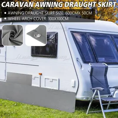 ​6M Caravan Awning Draught Mud Skirt Motorhome 50cm Deep Wheel Arch Covers Gray • $119.89