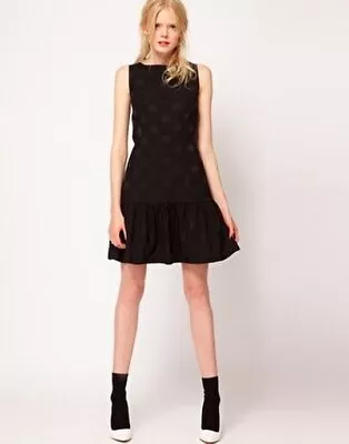 NEW! Boutique By Jaeger Cindy Jacquard Spot Dress Black Retro UK 14 RRP £160 • £29.99