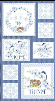 Michael Miller  - Bluebird Quilting And Crafting Fabric Panel -  Size 24x44 • $13.49