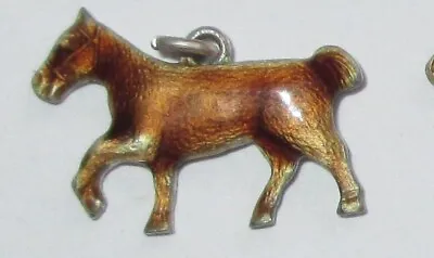 One Small Vintage Antique Sterling Silver Chestnut Brown Enamel Horse Charm • $9.99