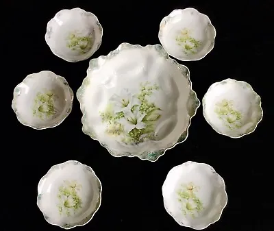 RS PRUSSIA 7-Piece Porcelain Berry Bowl Set Lily Lilies • $92