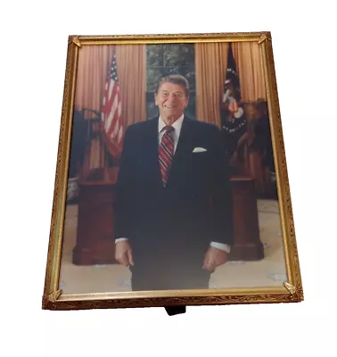 Vintage Ronald Reagan 8x10 Photo Print Presidential Portrait Metal Frame • $12