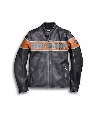 Mens Victory Lane Distressed Biker Style - Black HD Leather Jacket • $104