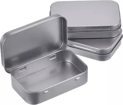 3 Pack Metal Rectangular Empty Hinged Tin Box Containers 3.75 X 2.45 X 0.8 In • $9.53