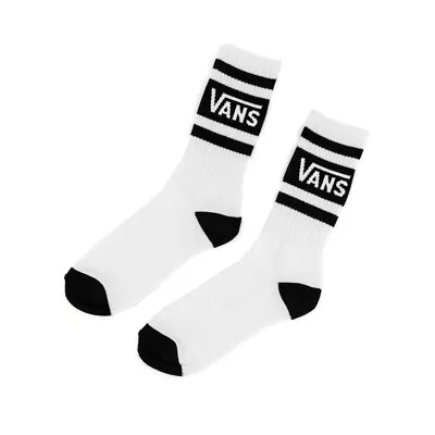 Vans Drop V Crew Sock 9.5-13US In White Black-  -White • $19.99