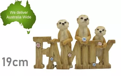 19cm Meerkats On Family Wording Ornament Figurine Statues Garden Sculpture Gift • $27.99