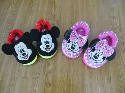  New Toddler Disney Mickey Mouse Or Minnie Mouse Slippers Large 9-10 X-l 11-12 • $13.99