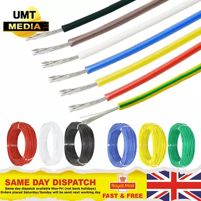 Automotive Hookup Wire Auto Cable 2.5/1.5/0.5mm 14/16/18/20/22 AWG 12V/24V AMP • £3.55