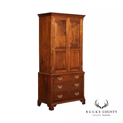 Chippendale Style Custom Quality Walnut Armoire Linen Press • $2495