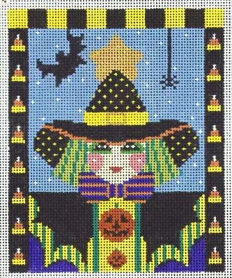 HB05 Shelly Tribbey Needlepoint Canvas W/ RARE Mill Hill Bat Witch Halloween • $67.50