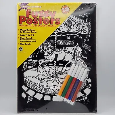 Vintage 1997 Creative Coloring Fuzzy Posters 11 X15  CAROUSEL #7214 SEALED • $19.96