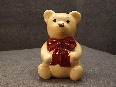 Brown Bear Cookie Jar Red Bow Teddy Bear Collectible Ceramic Metlox Vintage • $39.98