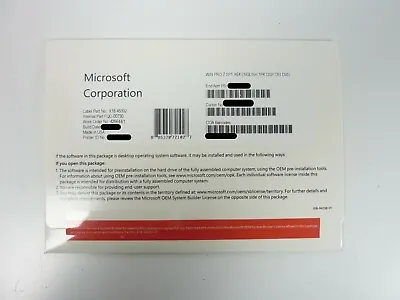$27.99 • Buy Microsoft Windows 7 Pro Professional SP1 X64 Bit DVD Kit + License Key