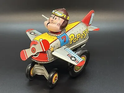 Linemar - Popeye Air-O-Plane - Windup Tin Airplane Toy - RARE • $2495