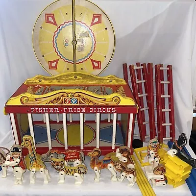 Vintage 1962 Fisher Price 900 Circus Wood Wagon Pull Toy Set • $79.99