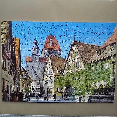 COTSWOOD 1950s? Old Wooden JIGSAW Puzzle Rothenburg Ob De Tauber COMPLETE No Box • £8