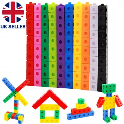 100 2cm Interlocking Linking Snap Cubes Counting Maths Home Schooling Teaching • £7.99