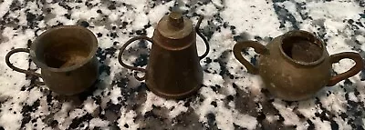 Vintage Metal Tea Kettle Creamer Sugar Artisan Dollhouse Miniatures Read • $33.30