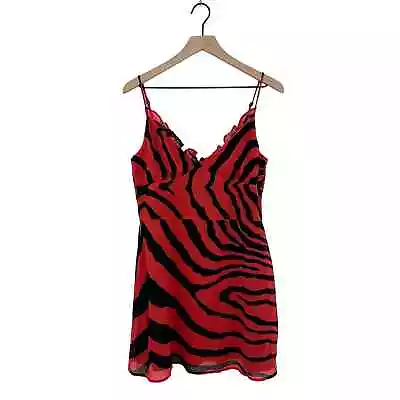LPA Marzia Revolve Mini Dress In Red Black Zebra Size Large • $44.99