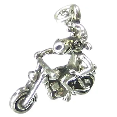 Moose On Motorbike Sterling Silver Charm .925 X 1 Motorcycle Charms • $20.54