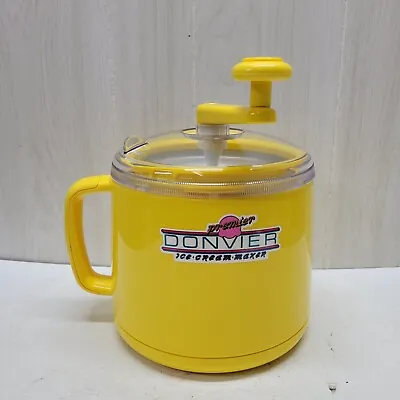 Donvier Premier Ice Cream Maker Yellow 1 Qt With Manual Hand Crank Chilled Bowl • $24.99