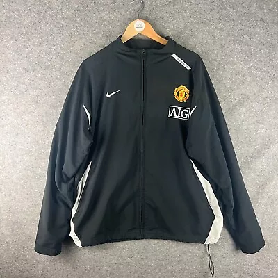 Vintage Manchester United Football Jacket Mens 2XL Black Nike Bench Training XXL • $37.25