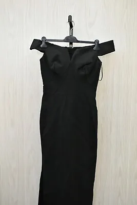 $255 • Buy Zac Posen Bondage Jersey Off The Shoulder Gown, Women's Size 8, Black MSRP $2990