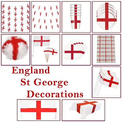 England St George Flag Fancy Dress Party Tableware Accessories Hand Flags • £3.89