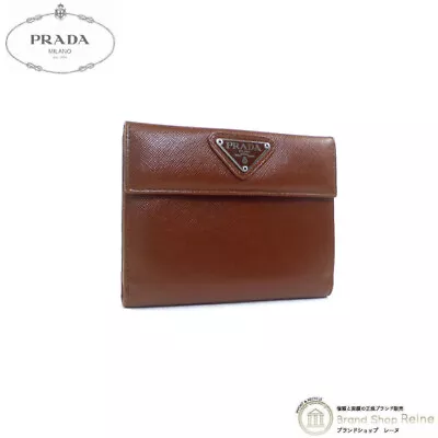 Auth Prada Saffiano Triangle Logo Compact Trifold Vintage Wallet M523 • $372.57