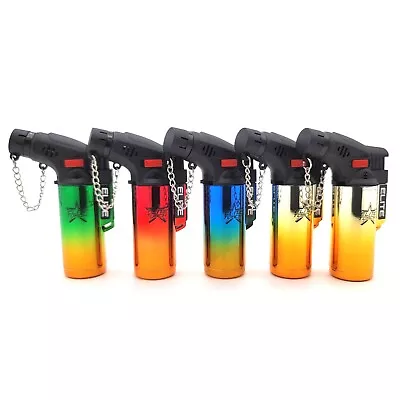 Elite Brands USA Mini Metallics Butane Gas Refillable Torch Lighters Pack Of 10 • $18.99