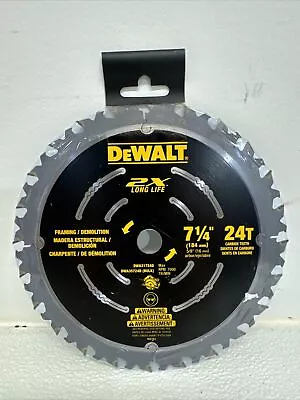 NEW DEWALT 2X Long Life Circular Saw Blade 7-1/4  24T Carbide Teeth DWA31724D • $12.95