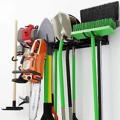 Heavy Duty Garden Tool Storage Rack Wall Mount Tool Organizer W/ 8 Hooks Hanger • £16.93