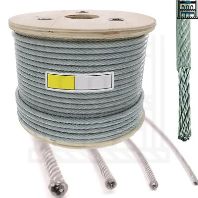 £5.75 • Buy Clear Coated Steel Wire Rope Cable 1mm 2mm 3mm 4mm 5mm 6mm 8mm 10mm 12mm