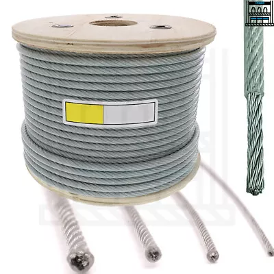 Clear Coated Steel Wire Rope Cable 1mm 2mm 3mm 4mm 5mm 6mm 8mm 10mm 12mm • £289.95