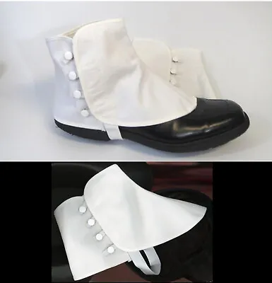 Canvas Spats 4 White Snaps Theatrical Shoe Covers Women's 8  Men's 10.5  11.5  • $23.49