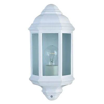 £21.99 • Buy Outdoor Traditional Half Lantern Wall Light In White Finish IP44