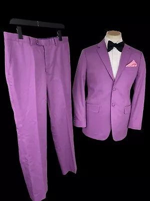 Men’s Bespoke Purple Suit 42S / 36x32” Custom Made Made To Measure  • $62.23