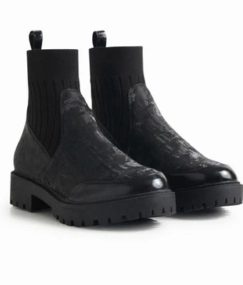 £134.21 • Buy Desigual Black Ankle Boots Biker Sock Heel AU 8 EU 39 NEW RRP $270 Winter Boots
