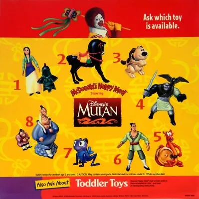 1998 Disney's Mulan Mcdonalds Happy Meal Toys - U - Pick • $4.99