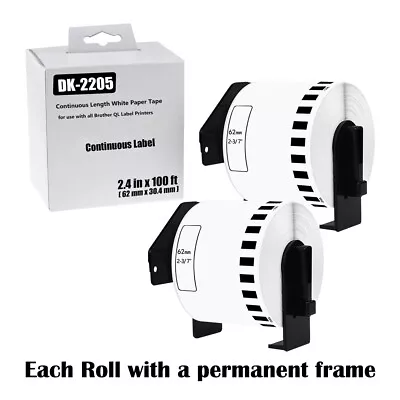 2 Roll DK2205 Continuous Label For Brother QL 500 550 570 580N 650TD 700 710W • $17.89