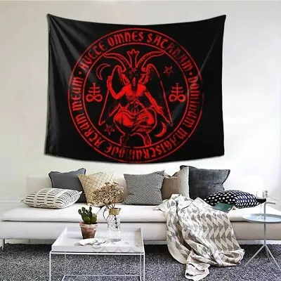 Occult Seal Of Satan Lucifer Baphomet Goat Evil Satanic Printed Fabric Wall Art • $32