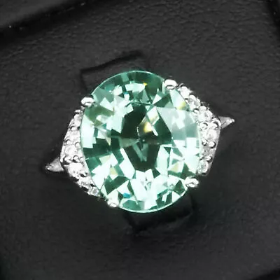 Charming Tourmaline Paraiba Green Oval 6.50Ct. 925 Sterling Silver Ring Size 6.5 • $14.99