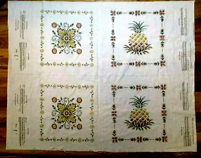 Vintage Fabric Panel Pineapple Hawaiian Pillow Quilt Squares Printed Embroidery • $5.57