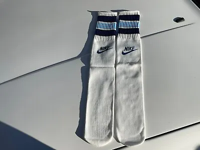 Vintage New Old Stock 80-90s Nike Spellout Tube Socks Blue Swoosh Men's Sz 10-13 • $44.99