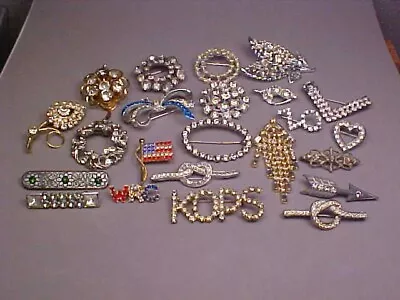 Vintage Rhinestone Brooches - Lot Of 23 • $2.75