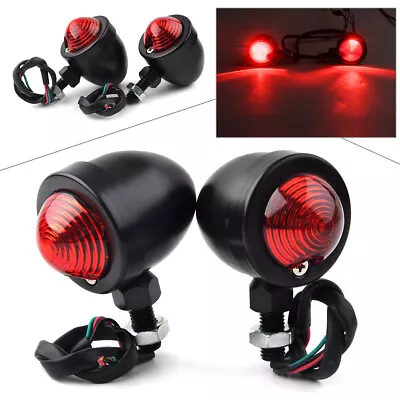 $11.95 • Buy Black Motorcycle Turn Signals Bullet Blinker Red Indicator Lights Universal 12V
