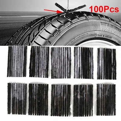 100pcs Tire Repair Plugs Tubeless Seal Patch Tyre Rubber Strips Self Vulcanizing • $14.91