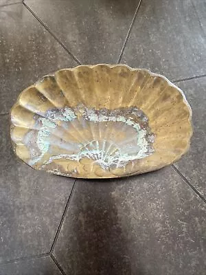 Vintage Solid Brass Scallop Shell Soap Dish Needs Polishing • $19.99