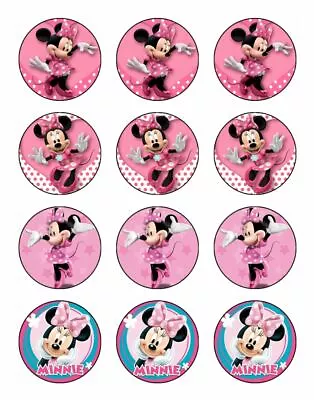 Minnie Mouse Cupcake Toppers Edible Icing Image Cake Decorations 12 • $9.10